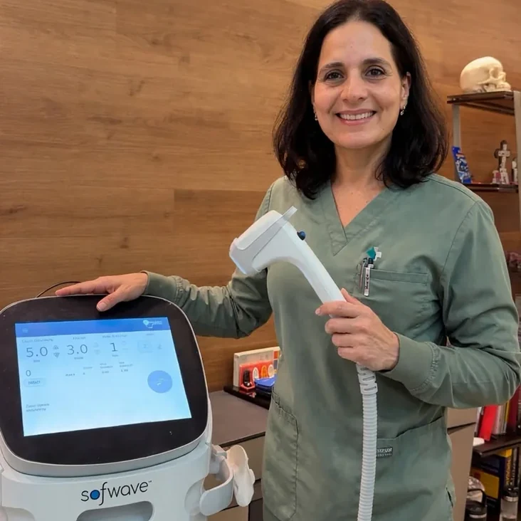Dr. Nawal M. Qneibi with the Sofwave&trade; device at ABC Aesthetics Medspa
